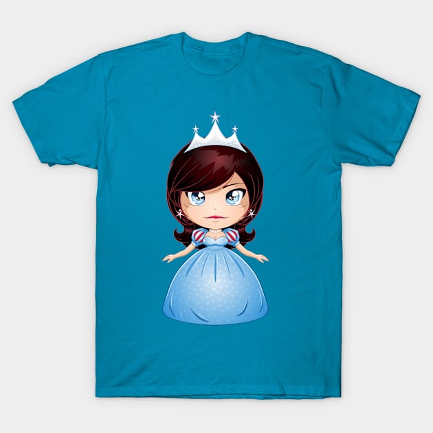 Princess With Black Hair In Blue Dress T-Shirt by LironPeer